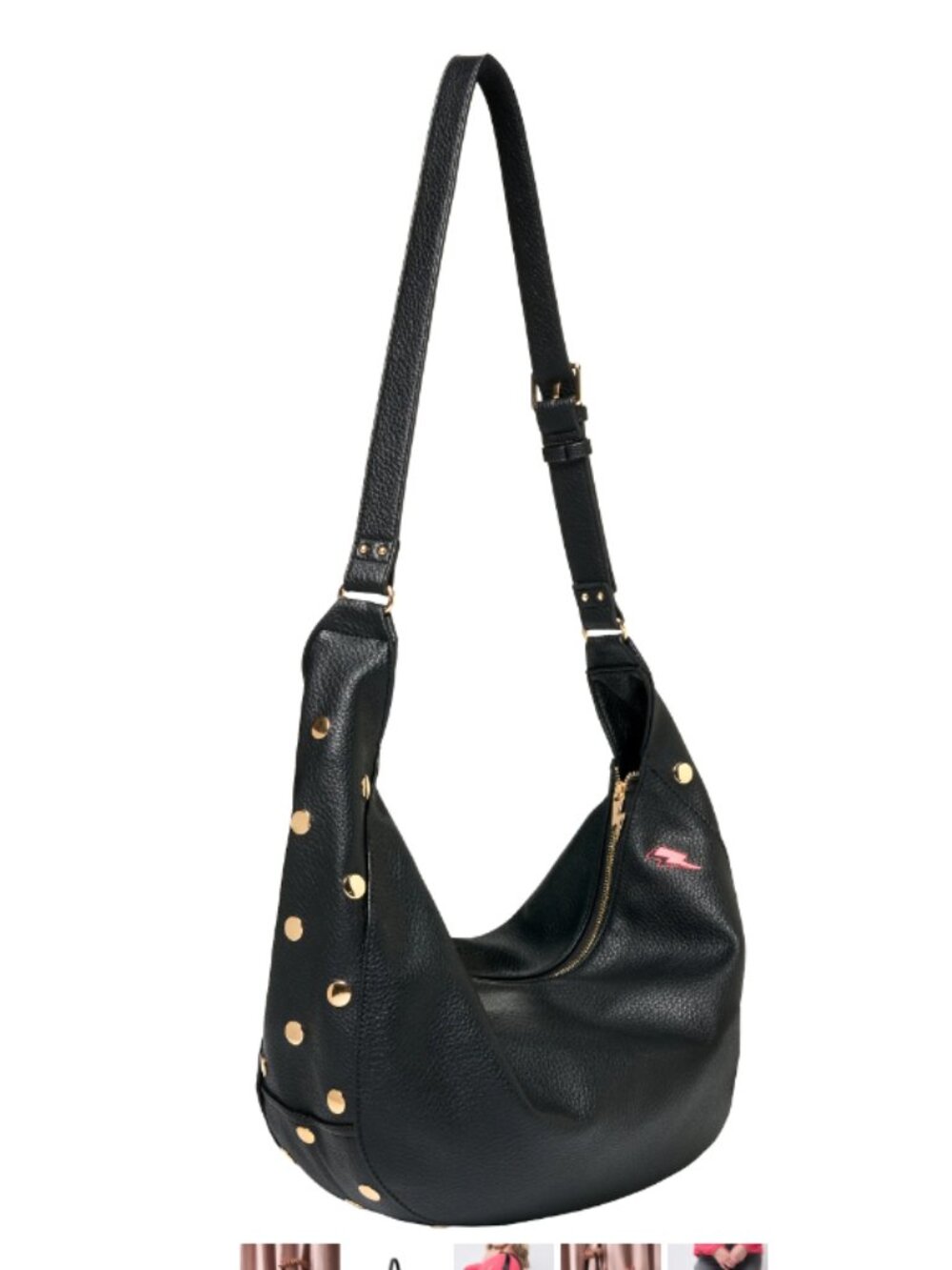 *NEW* SCAMP & DUDE Large Black Studded Slouch Shoulder Bag! Roomy!